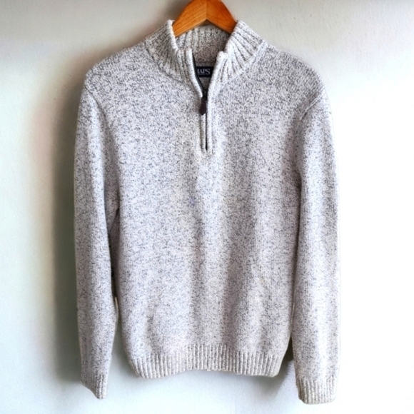 Chaps | Cozy Marled Knit Quarter Zip Mens Sweater Jacket Small S Unisex - Picture 1 of 9
